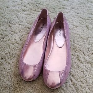 🔴SOLD🔴 Bebe Ballet Flats Metallic Pink Rose Gold
